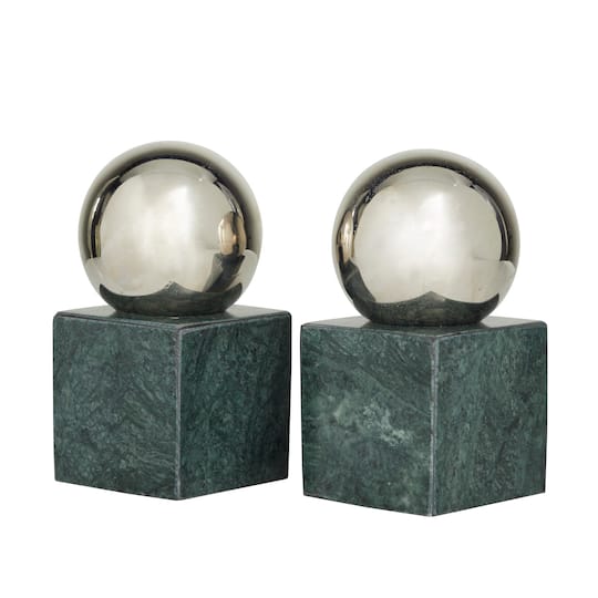 CosmoLiving by Cosmopolitan 7" Marble Orb Bookend Set